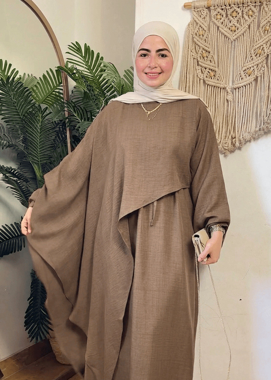 طقم كتان شال وبيزك